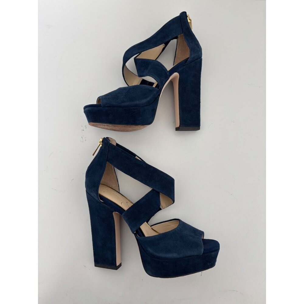 Jessica Simpson Heels 51/2 Suede Platform Chunky Block Y2K Night Out Studio 54 - Picture 4 of 15